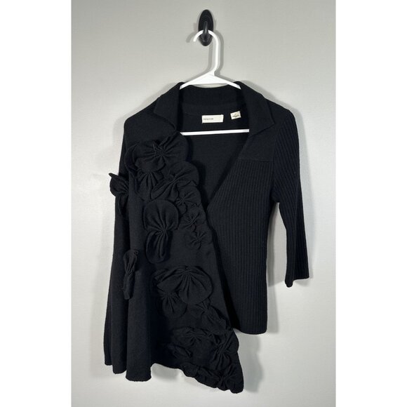 Sleeping On Snow Anthropologie Cardigan Womens Small Black‎ Wool Blend Cape Boho - Picture 1 of 8